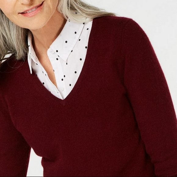 Charter Club Pure Cashmere V-neck Sweater - Picture 3 of 4